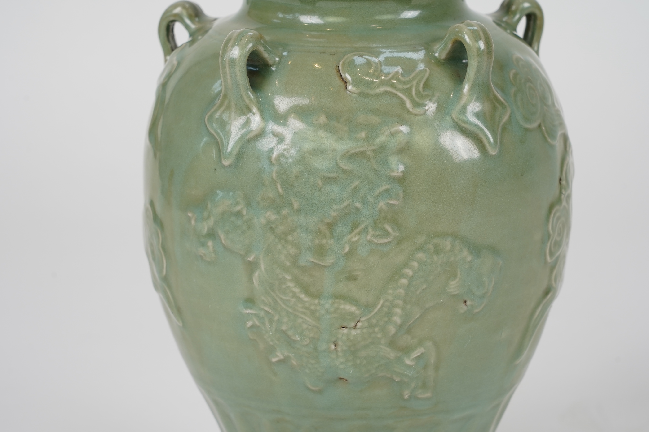 A Chinese Longquan style celadon vase